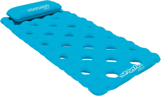 Sun Comfort Cool Suede™ Pool Mattress — Sapphire, 88" × 40", Removable Pillow (Model AHSC-024)
