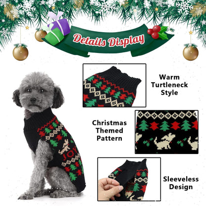 Cozy Christmas Dog Sweater - Stylish Black Peace Design for Small to Medium Dogs - Perfect Holiday Outfit for Your Furry Friend