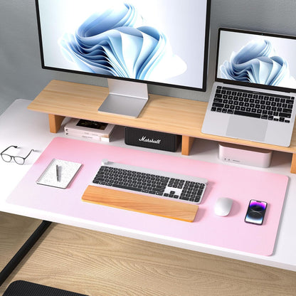 Stylish Fairy Pink Leather Desk Pad Protector - Non-Slip PU Leather Mouse Pad & Office Mat for Ultimate Workspace Organization