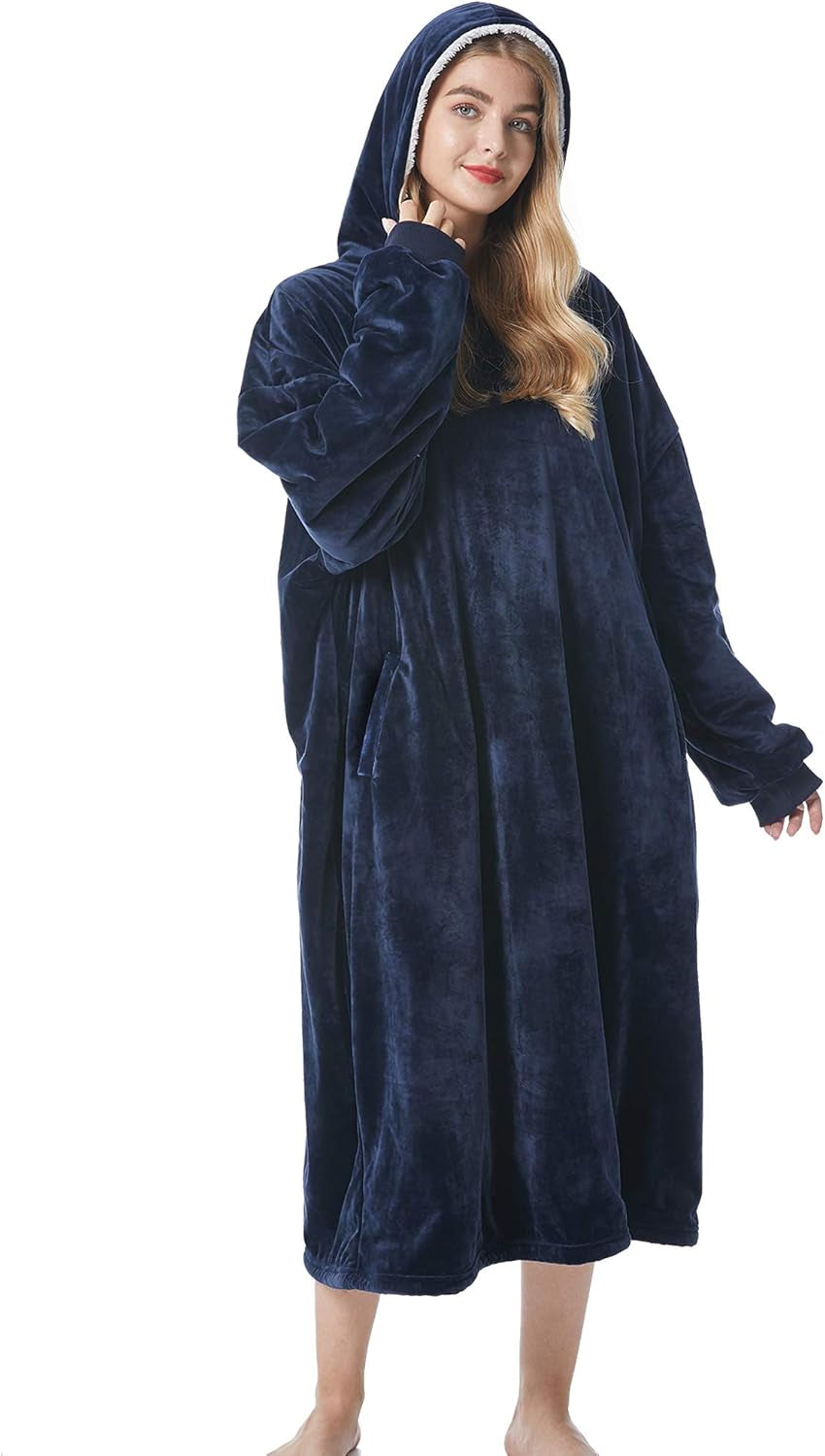 Oversized Wearable Blanket Hoodie – Ultra Soft Sherpa Fleece Sweatshirt, One Size Cozy Gift for Women & Men