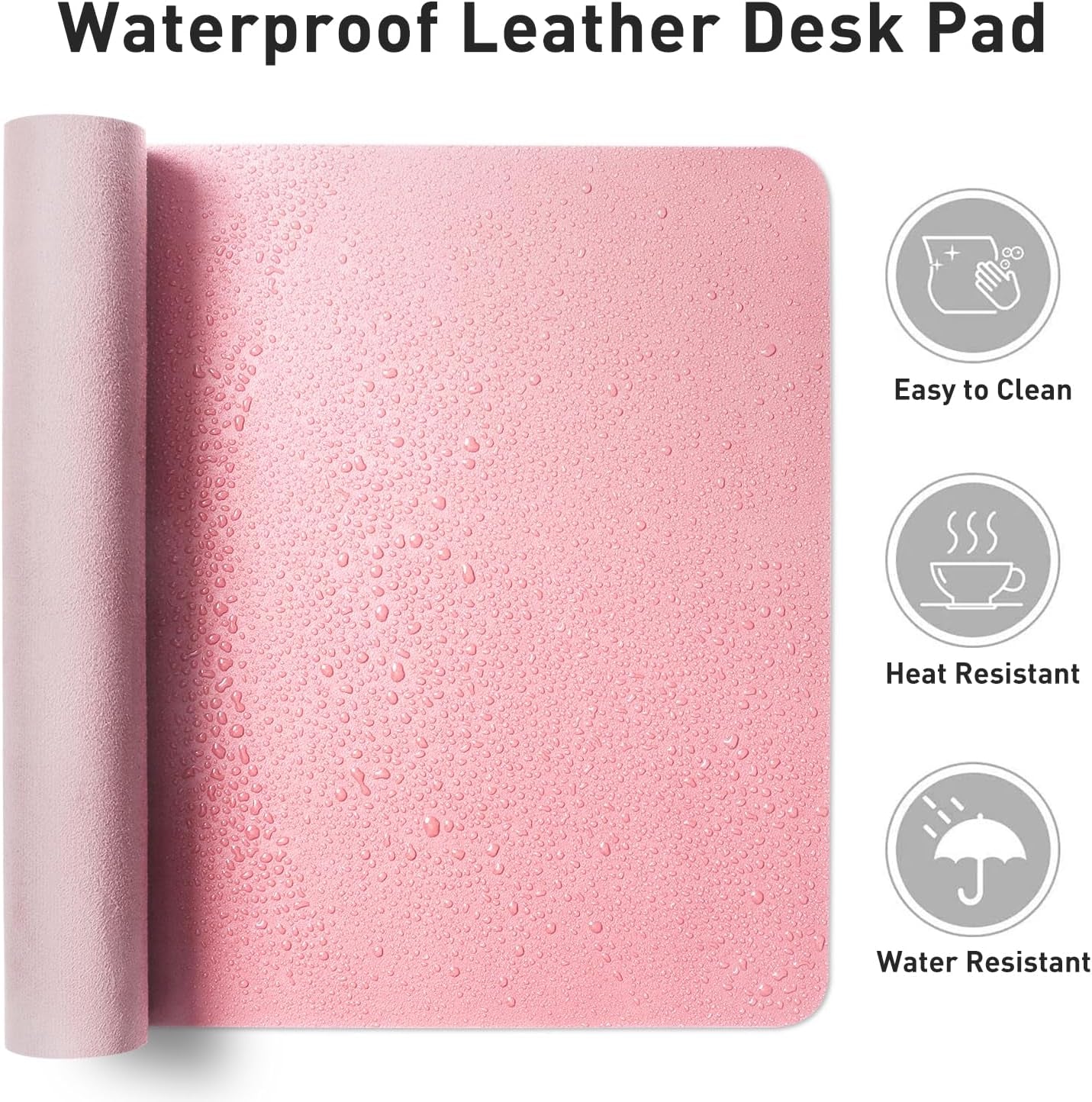 Stylish Fairy Pink Leather Desk Pad Protector - Non-Slip PU Leather Mouse Pad & Office Mat for Ultimate Workspace Organization