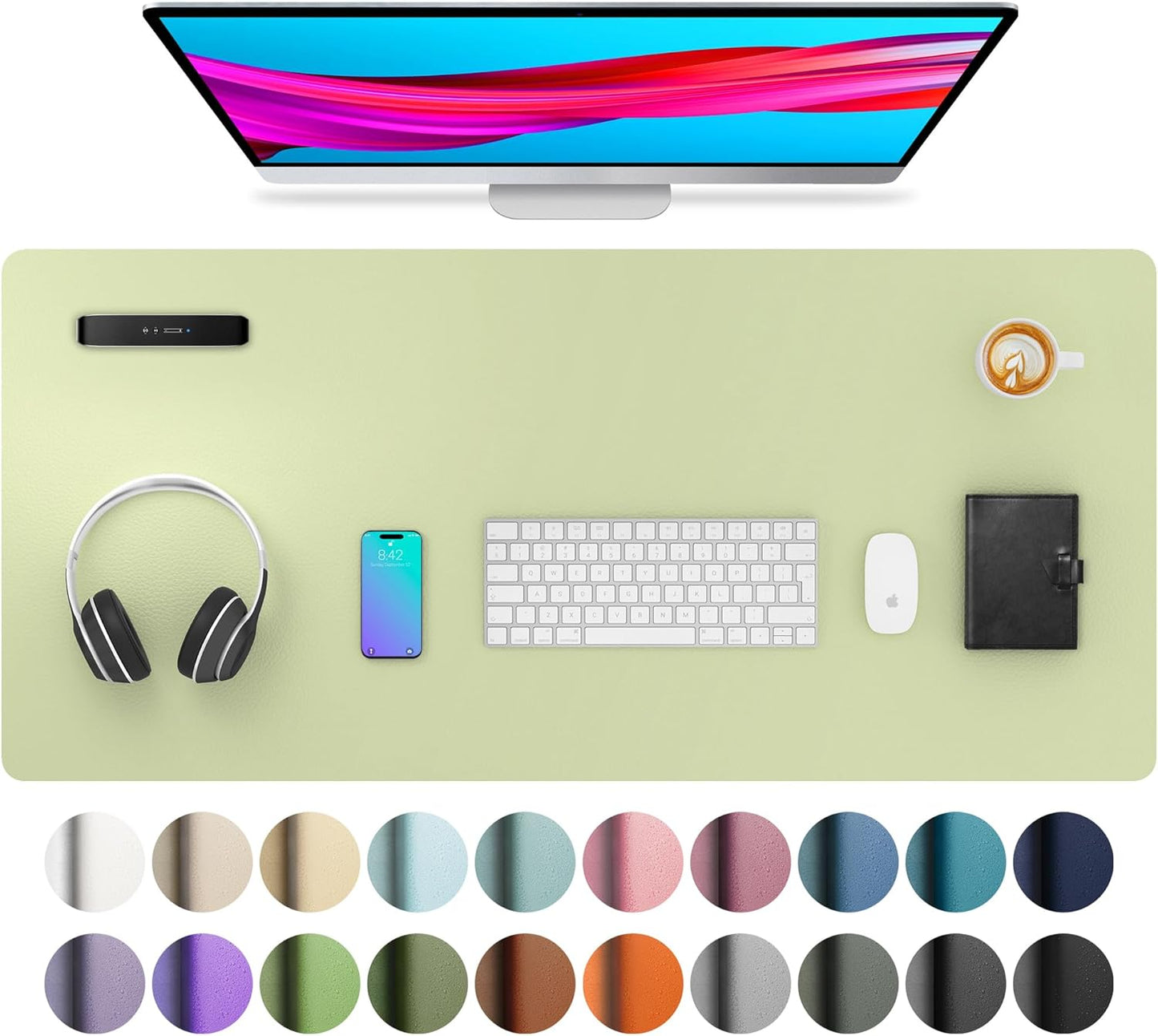 Stylish Fairy Pink Leather Desk Pad Protector - Non-Slip PU Leather Mouse Pad & Office Mat for Ultimate Workspace Organization