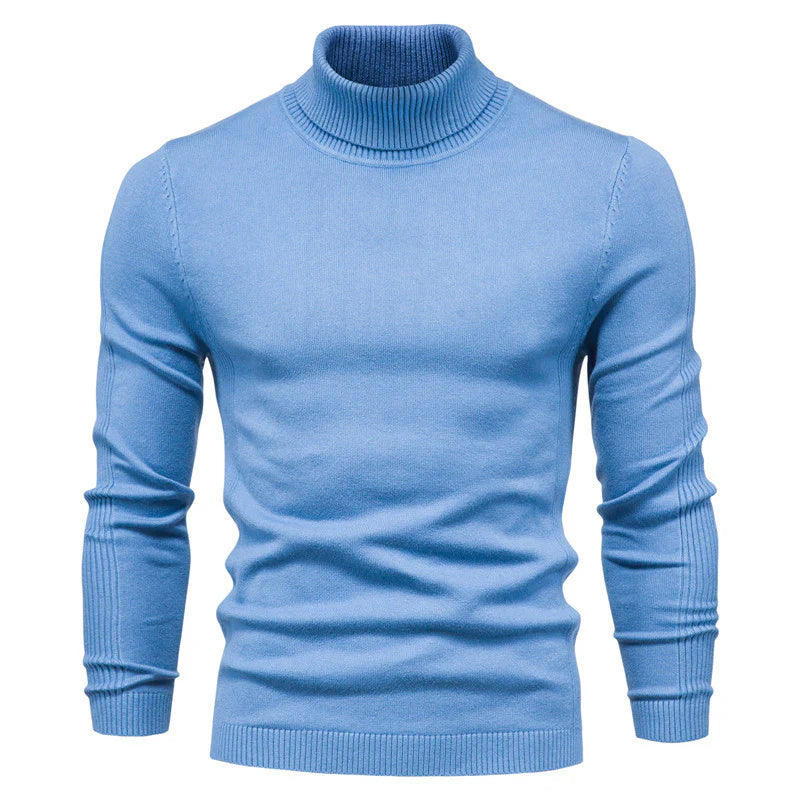 Men's Winter Turtleneck Sweater – Slim Fit Knit Pullover, Soft Stretch Ribbed Top in Solid Colors