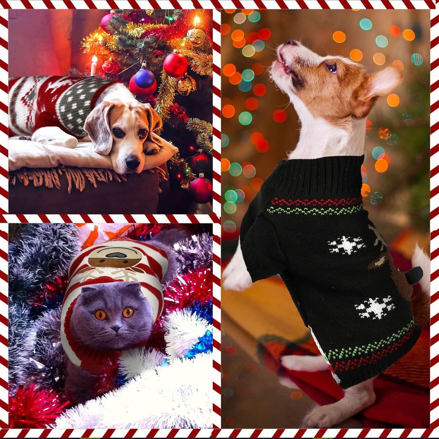 4 Adorable Christmas & Halloween Dog Sweaters - Perfect for Holiday Fun! - X-Large, Cute Patterns Included