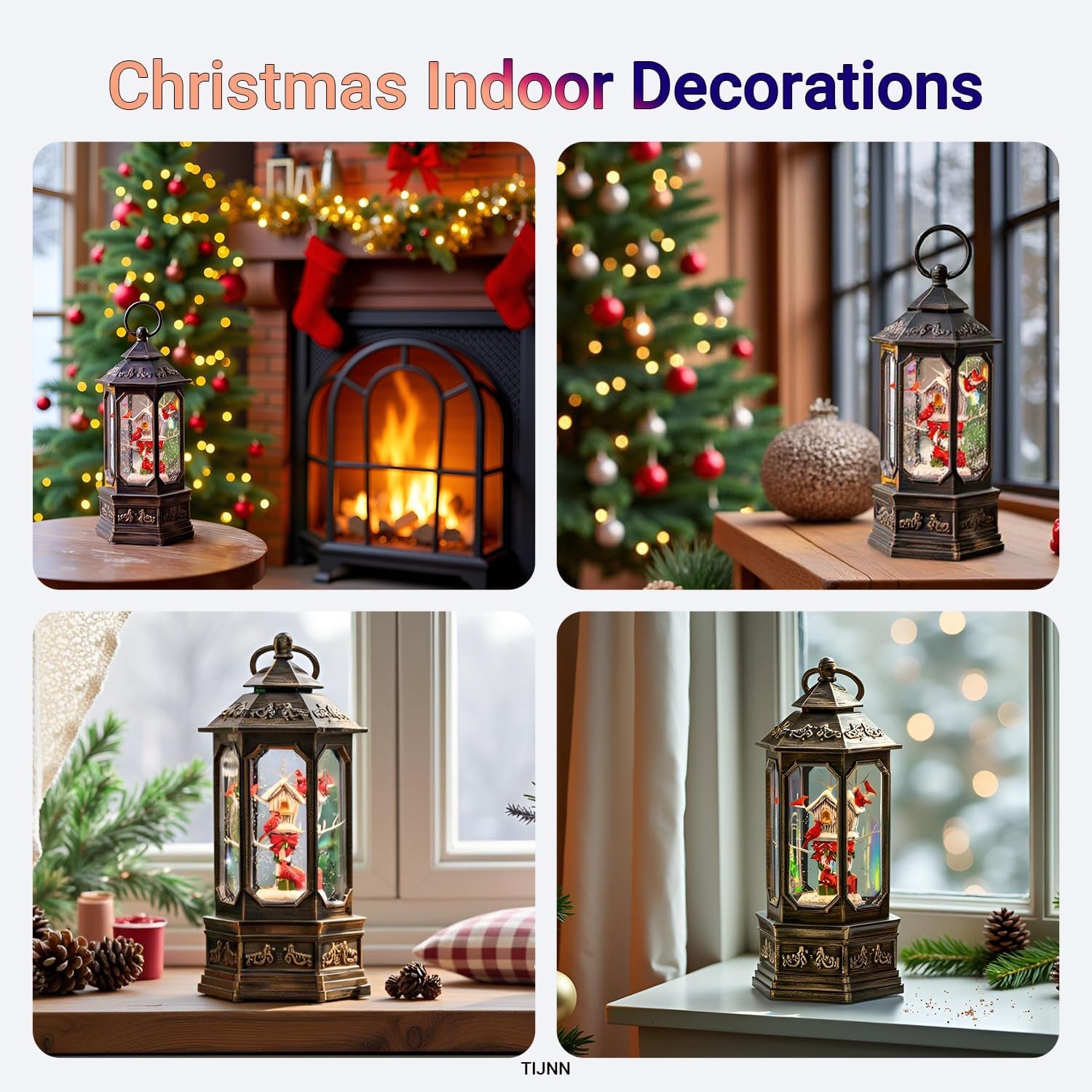 Sparkling 12" Christmas Snow Globe Lantern with Music Box - Perfect for Your Holiday Decor! 🎄✨🔋 #ChristmasVibes #HomeDecor