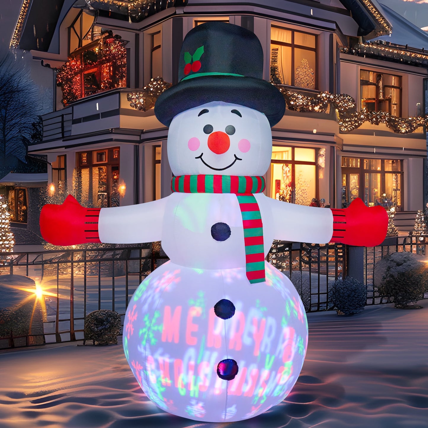 6 FT Inflatable Snowmen Outdoor Decoration with Built-In LED Lights – Three Sitting Snowmen Christmas Blow-Up for Yard, Lawn & Holiday Party Décor
