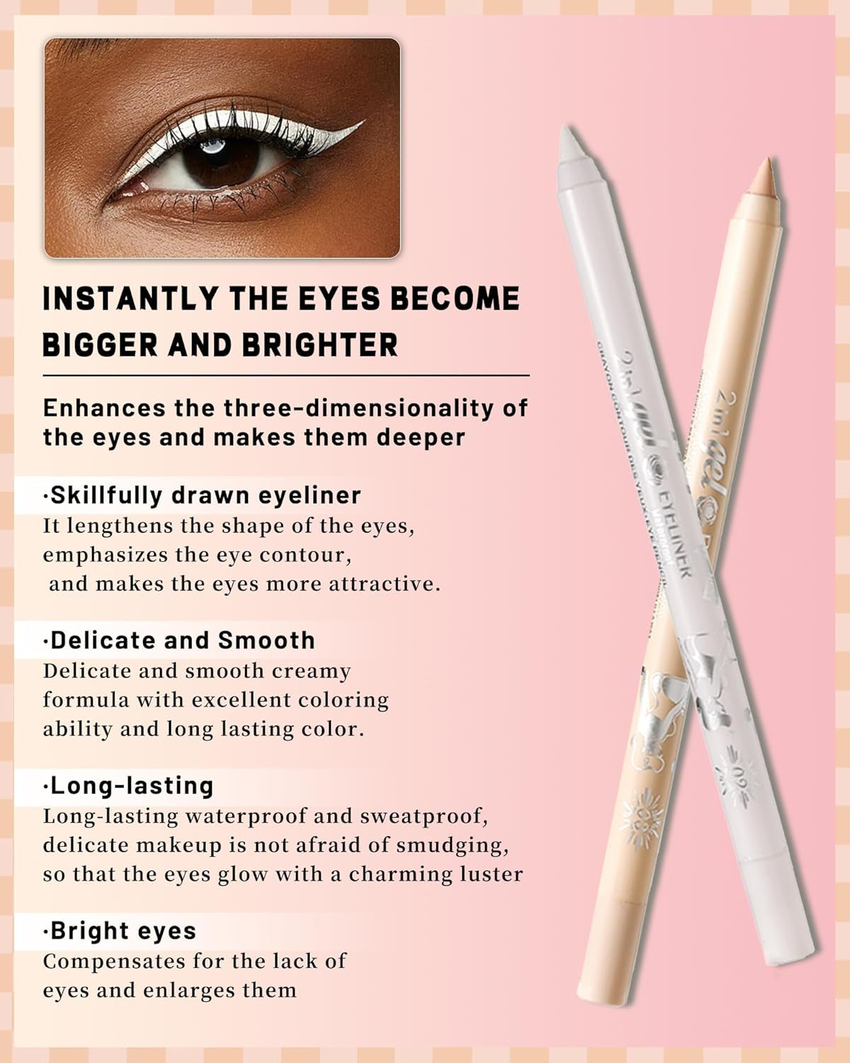 3-Piece Multi-Use Colored Gel Eyeliner Pencil Set | Long-Lasting Waterproof & Smudge proof Eyeliner, Eyeshadow & Lip Liner Pencils – Professional K-Beauty Eye Makeup Kit with Sharpener