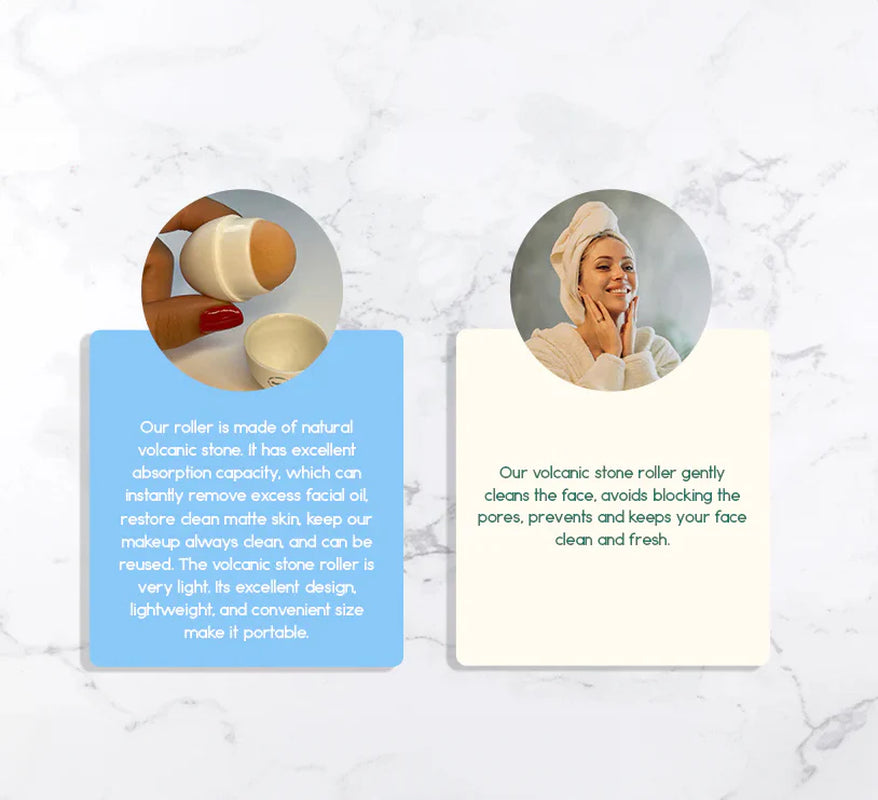 Volcanic Stone Oil-Absorbing Face Roller | Natural Mattifying & Pore-Clearing Tool – Reusable K-Beauty Shine Control