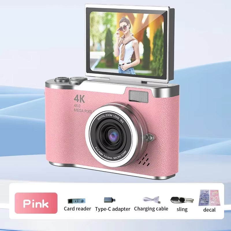 RENEAR 4K CCD Digital Camera – 48MP Compact Photography Camera with 8X Zoom and Flip Screen