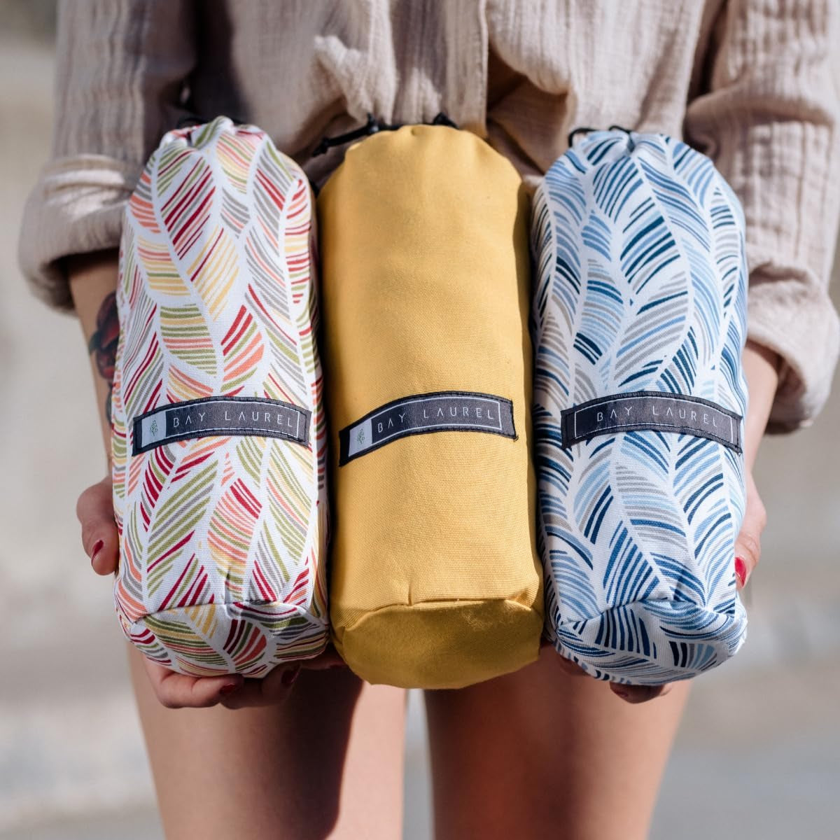 Bay Laurel Turkish Beach Towel with Travel Bag — Oversized 39" × 71", Quick-Dry & Sand-Free