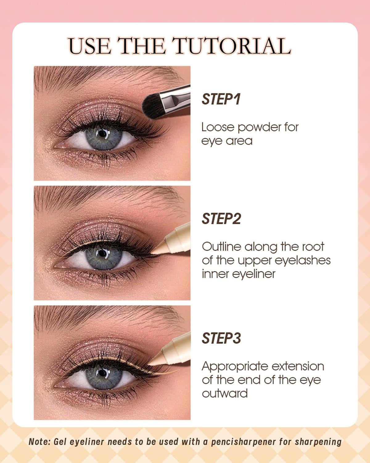 3-Piece Multi-Use Colored Gel Eyeliner Pencil Set | Long-Lasting Waterproof & Smudge proof Eyeliner, Eyeshadow & Lip Liner Pencils – Professional K-Beauty Eye Makeup Kit with Sharpener