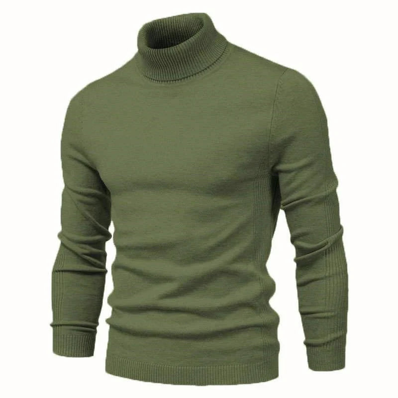 Men's Winter Turtleneck Sweater – Slim Fit Knit Pullover, Soft Stretch Ribbed Top in Solid Colors