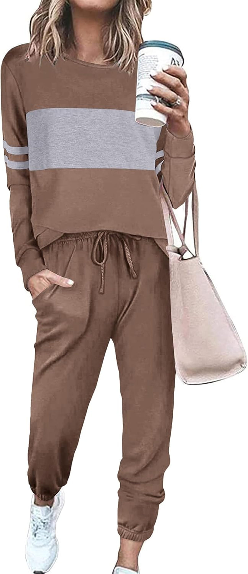 Womens 2 Piece Lounge Set 2025: Long Sleeve Top and High Waisted Sweatpants for Fall Fashion and Travel
