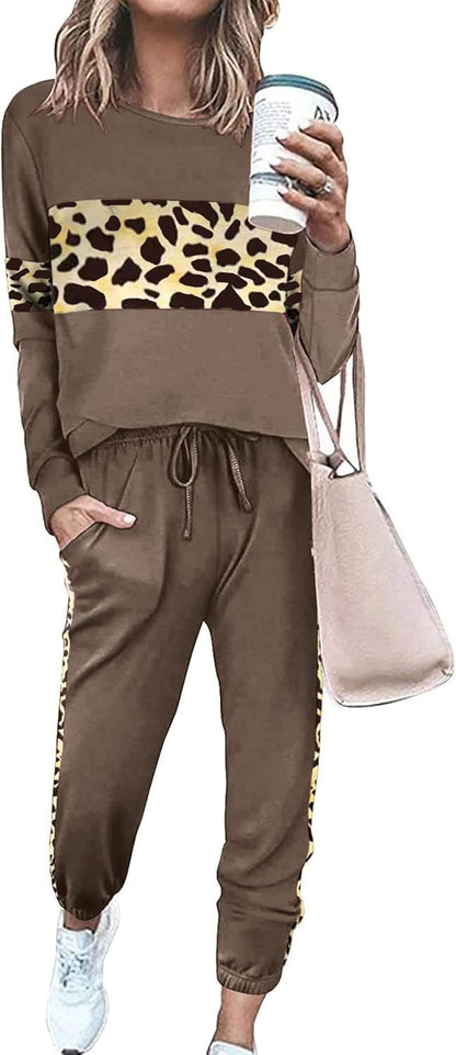 Womens 2 Piece Lounge Set 2025: Long Sleeve Top and High Waisted Sweatpants for Fall Fashion and Travel