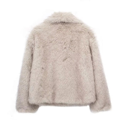 Stay Cozy and Chic with Our Winter Plush Coat - Stylish Long Sleeve Lapel Outwear for Women