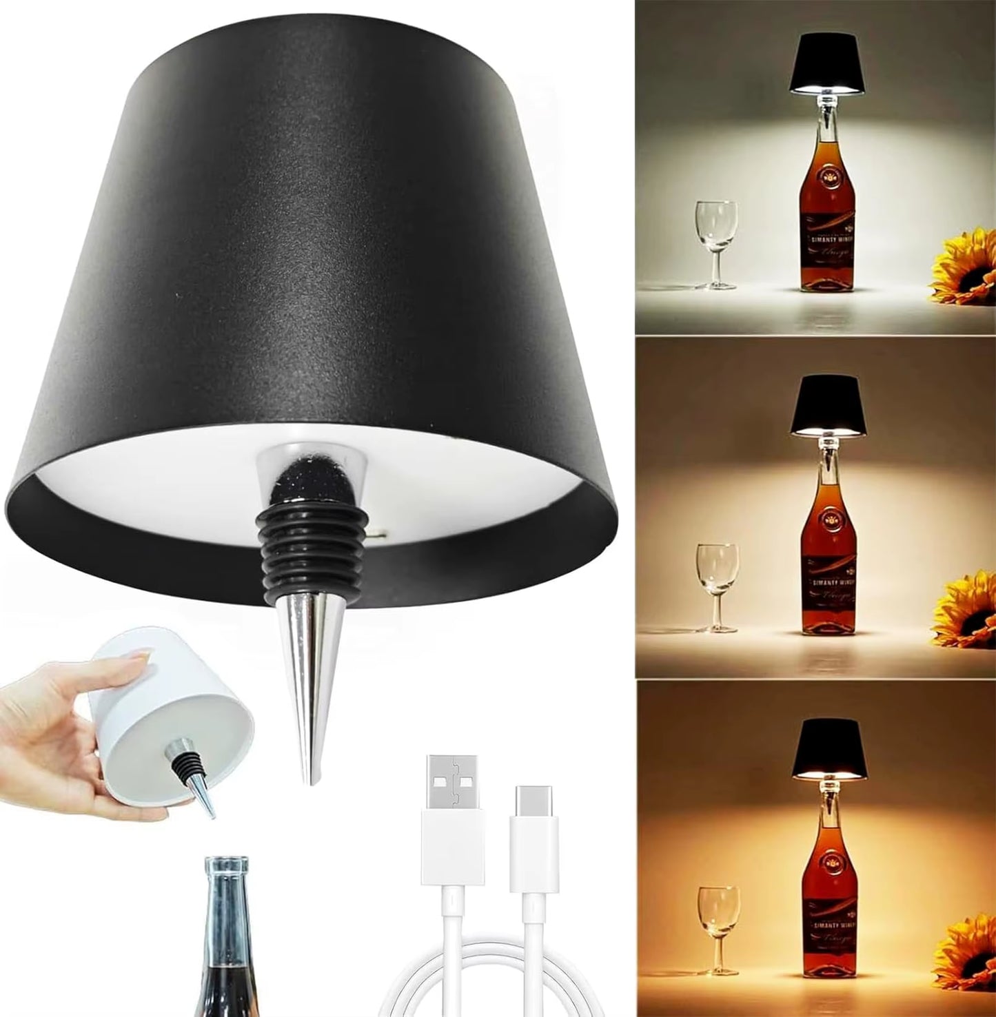 Wireless Touch-Control Table Lamp with Adjustable Colors and Dimming