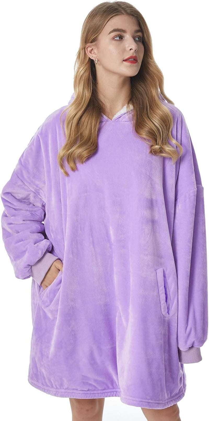 Oversized Wearable Blanket Hoodie – Ultra Soft Sherpa Fleece Sweatshirt, One Size Cozy Gift for Women & Men