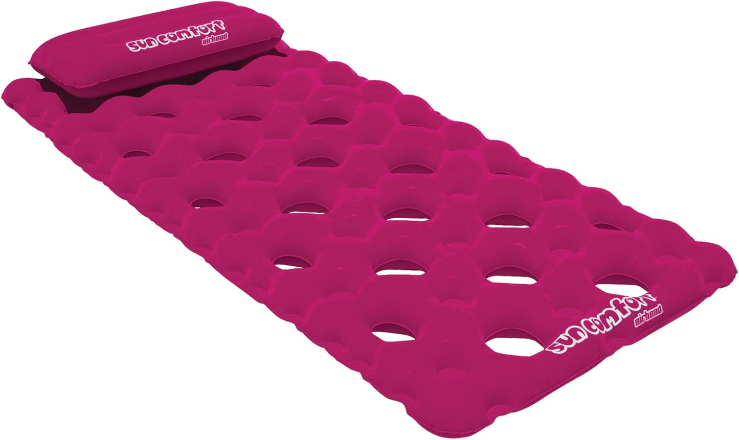 Sun Comfort Cool Suede™ Pool Mattress — Sapphire, 88" × 40", Removable Pillow (Model AHSC-024)