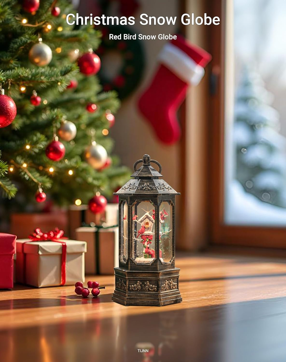 Sparkling 12" Christmas Snow Globe Lantern with Music Box - Perfect for Your Holiday Decor! 🎄✨🔋 #ChristmasVibes #HomeDecor