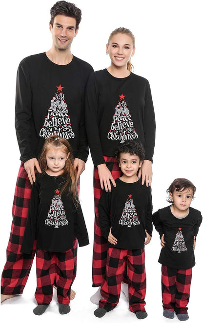 Cozy Matching Christmas Pajamas for the Whole Family - Fun Let It Snow Print Tops with Classic Plaid Pants