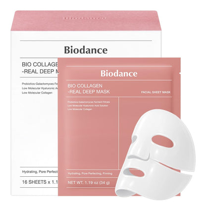 Bio-Collagen Real Deep Mask | Overnight Hydrogel Sheet Mask for Deep Hydration, Elasticity & Pore Refinement – Korean Skincare Set (1.19oz x 4ea)