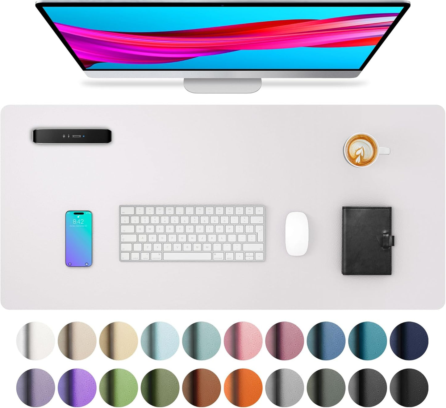 Stylish Fairy Pink Leather Desk Pad Protector - Non-Slip PU Leather Mouse Pad & Office Mat for Ultimate Workspace Organization