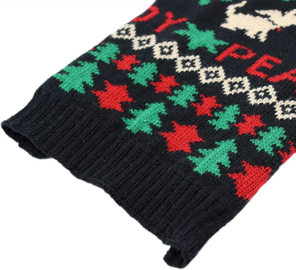 Cozy Christmas Dog Sweater - Stylish Black Peace Design for Small to Medium Dogs - Perfect Holiday Outfit for Your Furry Friend