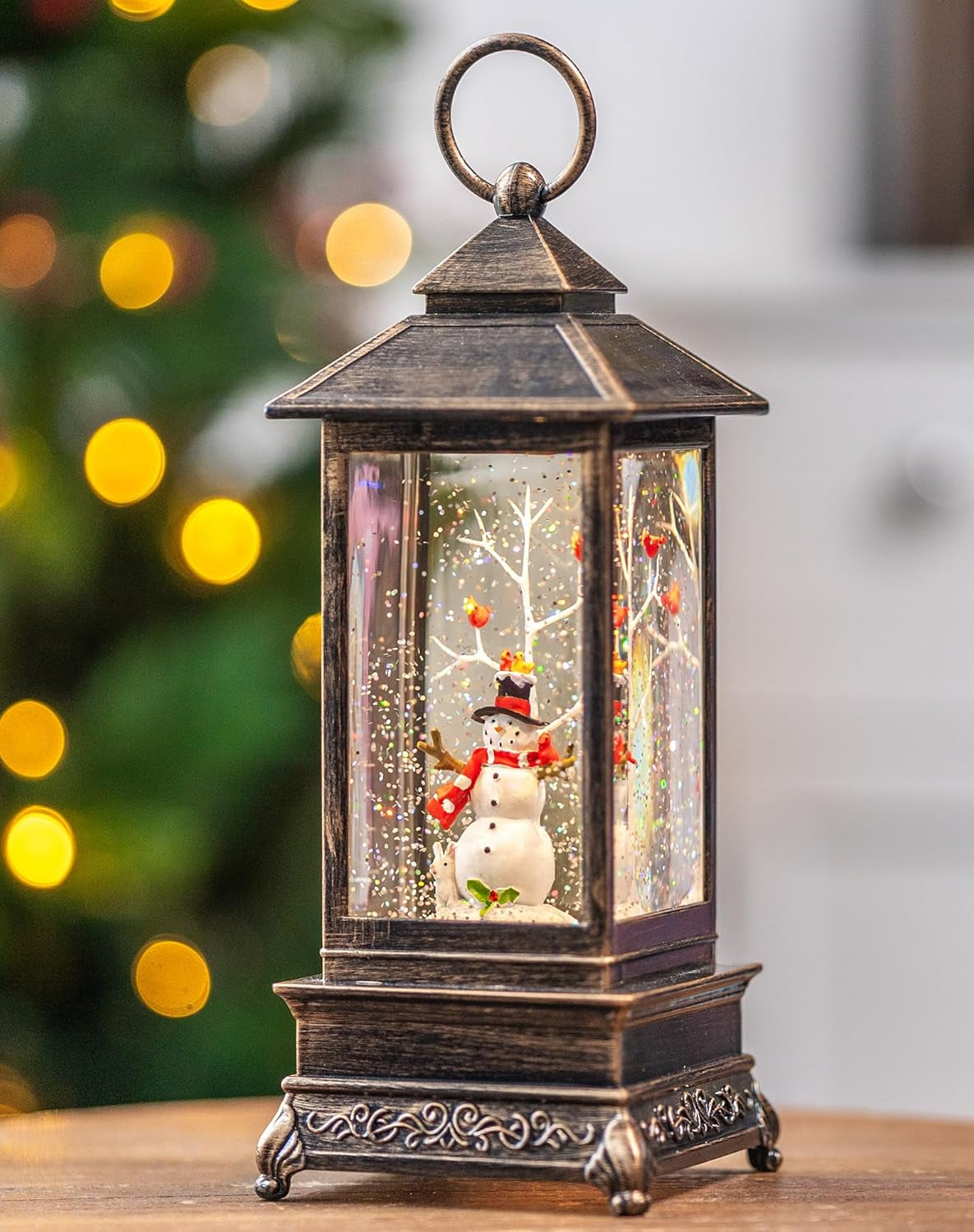 Sparkling 12" Christmas Snow Globe Lantern with Music Box - Perfect for Your Holiday Decor! 🎄✨🔋 #ChristmasVibes #HomeDecor