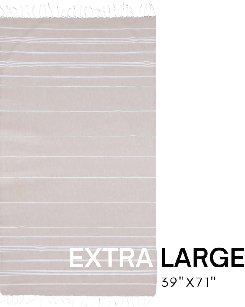Bay Laurel Turkish Beach Towel with Travel Bag — Oversized 39" × 71", Quick-Dry & Sand-Free