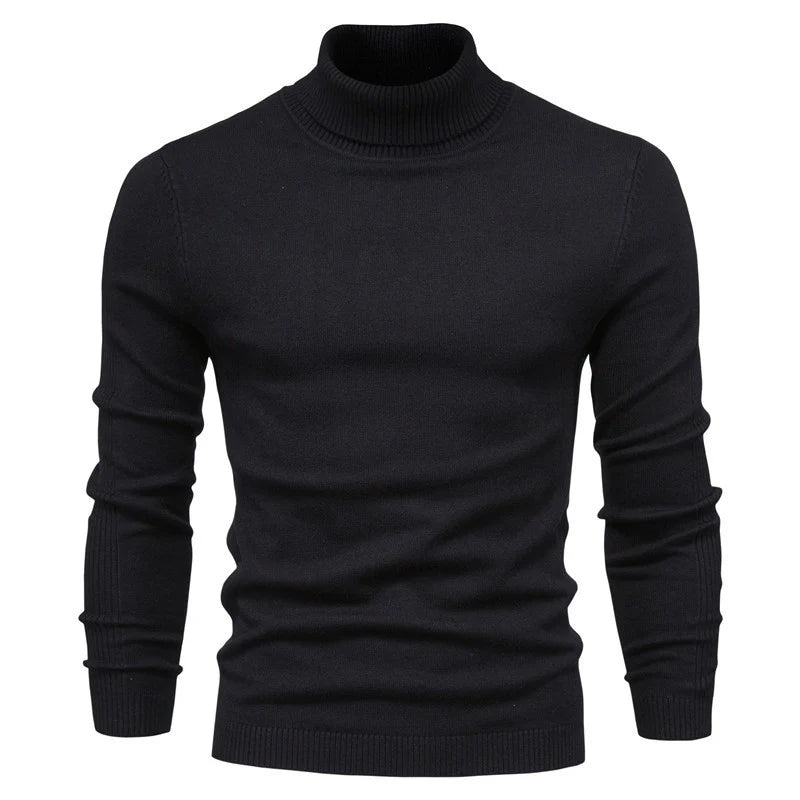 Men's Winter Turtleneck Sweater – Slim Fit Knit Pullover, Soft Stretch Ribbed Top in Solid Colors