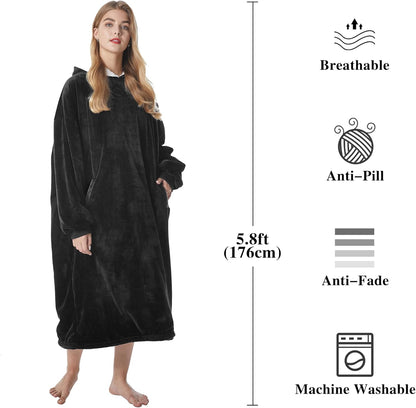 Oversized Wearable Blanket Hoodie – Ultra Soft Sherpa Fleece Sweatshirt, One Size Cozy Gift for Women & Men