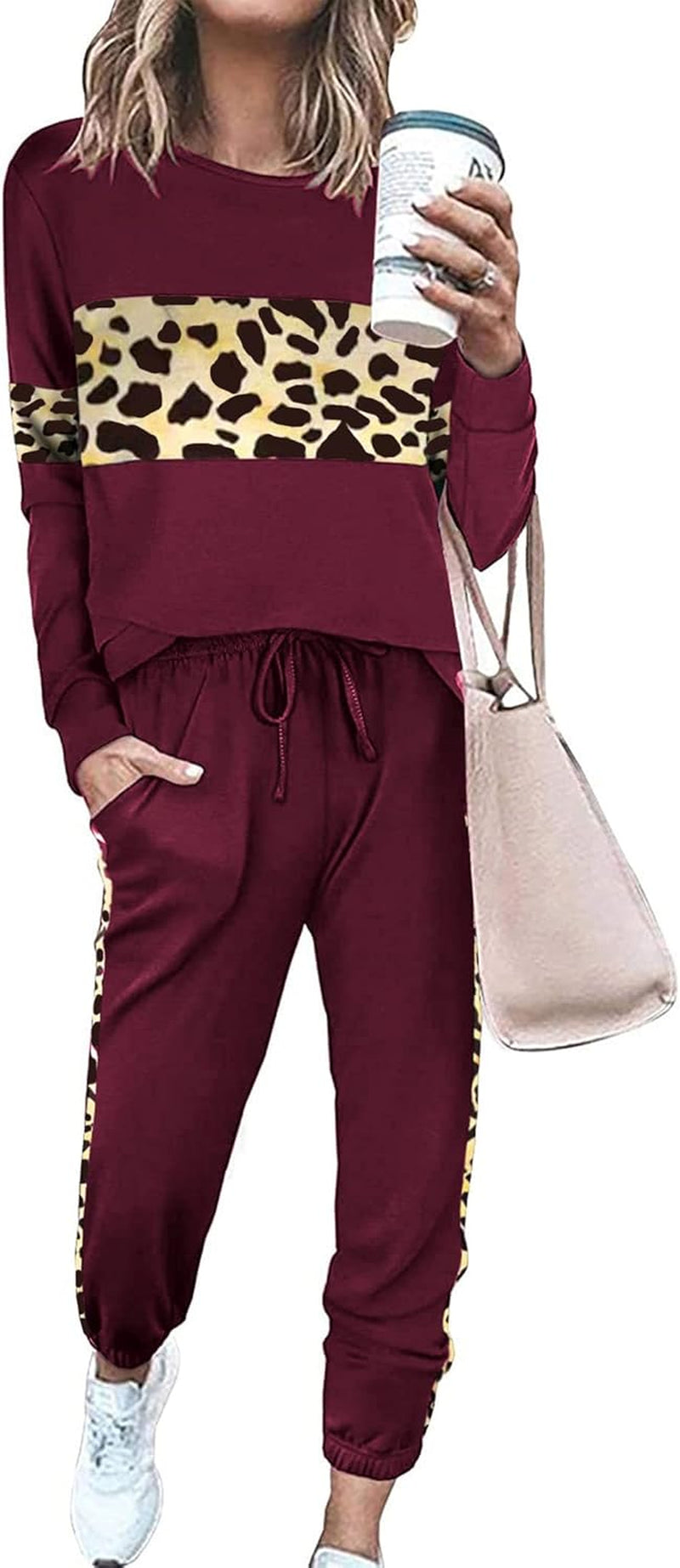 Womens 2 Piece Lounge Set 2025: Long Sleeve Top and High Waisted Sweatpants for Fall Fashion and Travel
