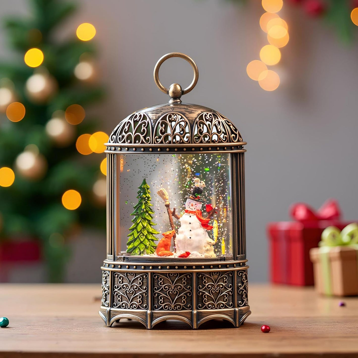 Sparkling 12" Christmas Snow Globe Lantern with Music Box - Perfect for Your Holiday Decor! 🎄✨🔋 #ChristmasVibes #HomeDecor