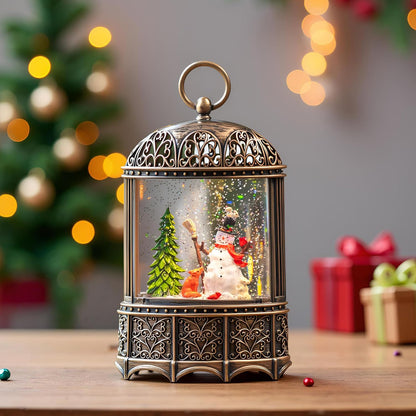 Sparkling 12" Christmas Snow Globe Lantern with Music Box - Perfect for Your Holiday Decor! 🎄✨🔋 #ChristmasVibes #HomeDecor