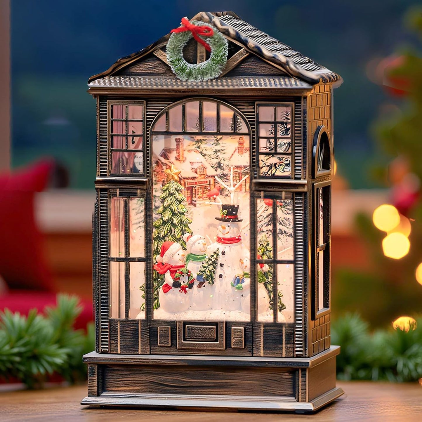 Sparkling 12" Christmas Snow Globe Lantern with Music Box - Perfect for Your Holiday Decor! 🎄✨🔋 #ChristmasVibes #HomeDecor