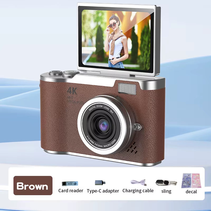 RENEAR 4K CCD Digital Camera – 48MP Compact Photography Camera with 8X Zoom and Flip Screen