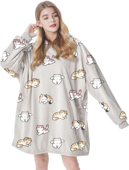 Oversized Wearable Blanket Hoodie – Ultra Soft Sherpa Fleece Sweatshirt, One Size Cozy Gift for Women & Men