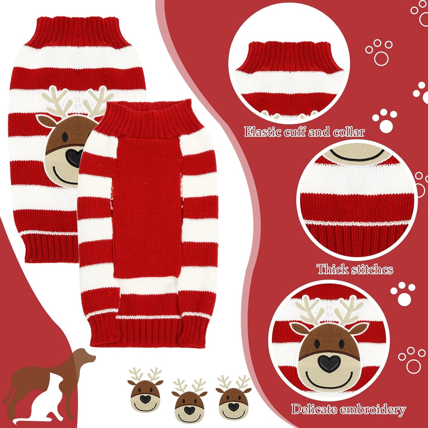 4 Adorable Christmas & Halloween Dog Sweaters - Perfect for Holiday Fun! - X-Large, Cute Patterns Included