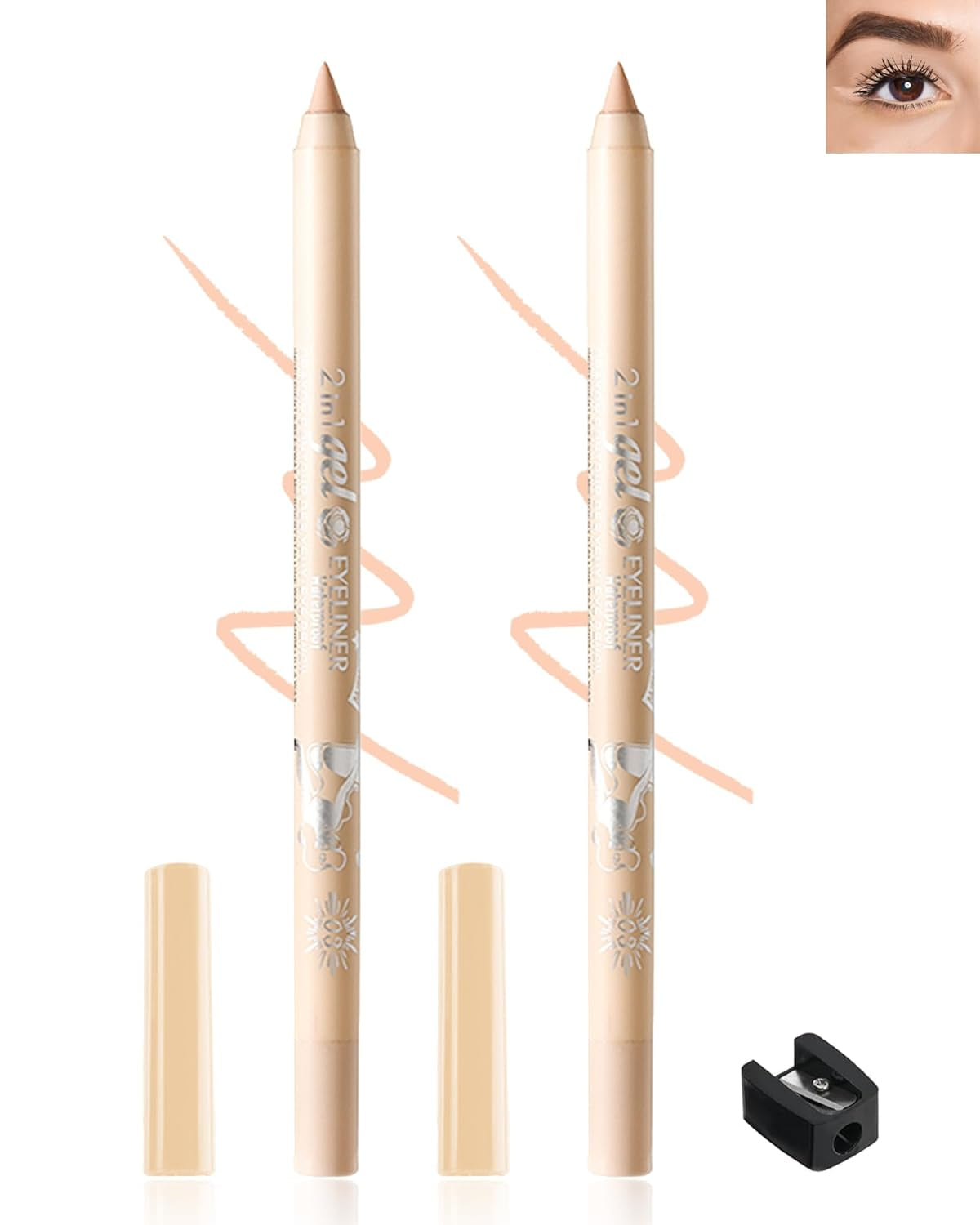 3-Piece Multi-Use Colored Gel Eyeliner Pencil Set | Long-Lasting Waterproof & Smudge proof Eyeliner, Eyeshadow & Lip Liner Pencils – Professional K-Beauty Eye Makeup Kit with Sharpener