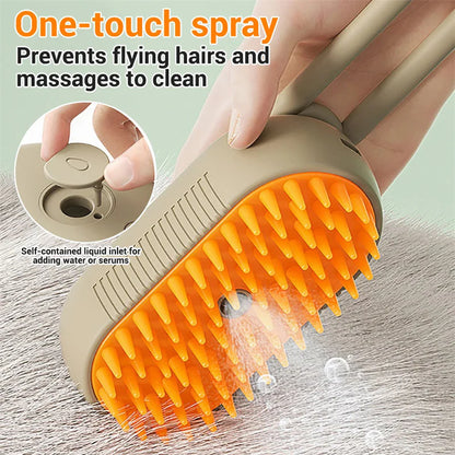 3-in-1 Steam Spray Pet Grooming Brush – Cat & Dog Hair Care Solution