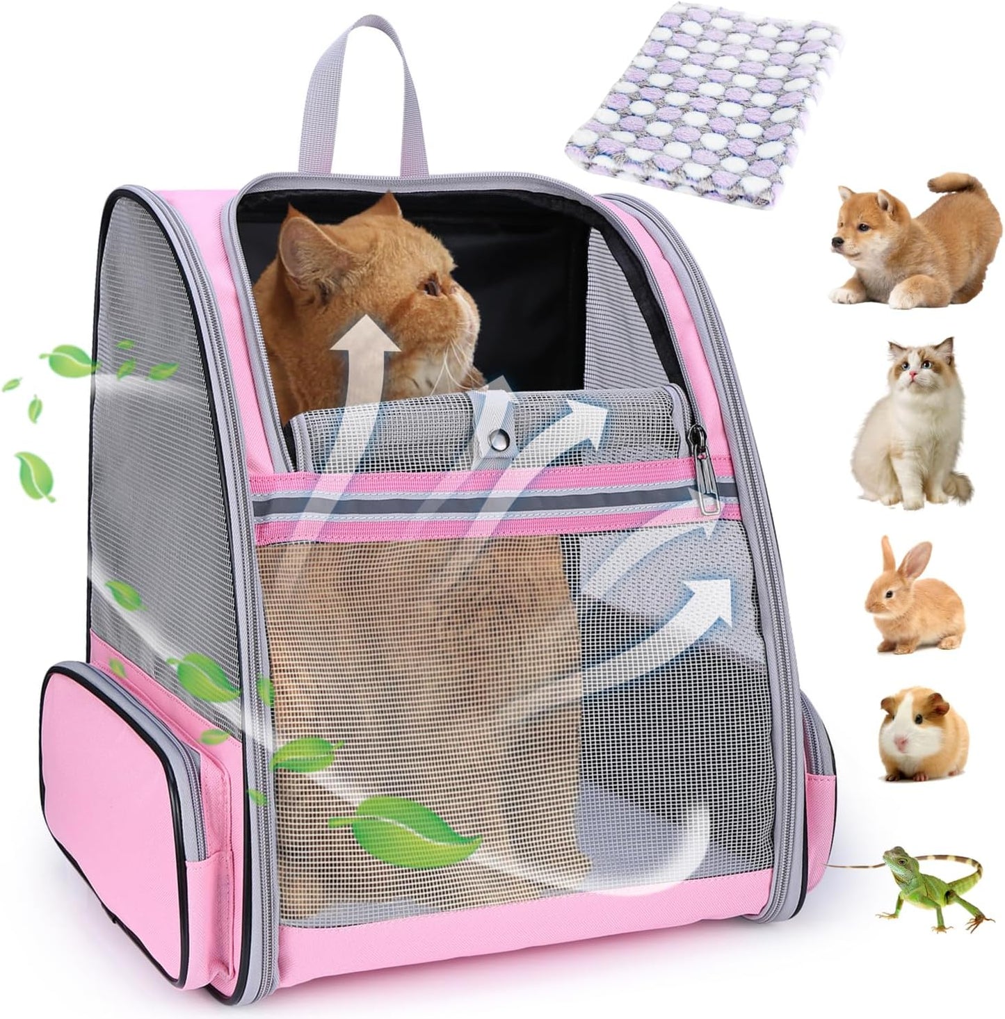 2-in-1 Rolling Pet Carrier Backpack, Grey — Telescopic Handle & Wheels, Breathable Mesh, Fits Small Dogs & Cats up to 16 lb.