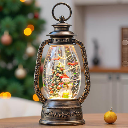 Sparkling 12" Christmas Snow Globe Lantern with Music Box - Perfect for Your Holiday Decor! 🎄✨🔋 #ChristmasVibes #HomeDecor
