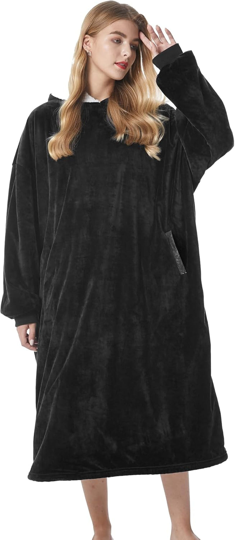 Oversized Wearable Blanket Hoodie – Ultra Soft Sherpa Fleece Sweatshirt, One Size Cozy Gift for Women & Men