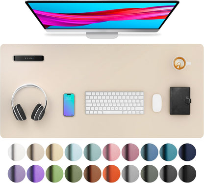 Stylish Fairy Pink Leather Desk Pad Protector - Non-Slip PU Leather Mouse Pad & Office Mat for Ultimate Workspace Organization