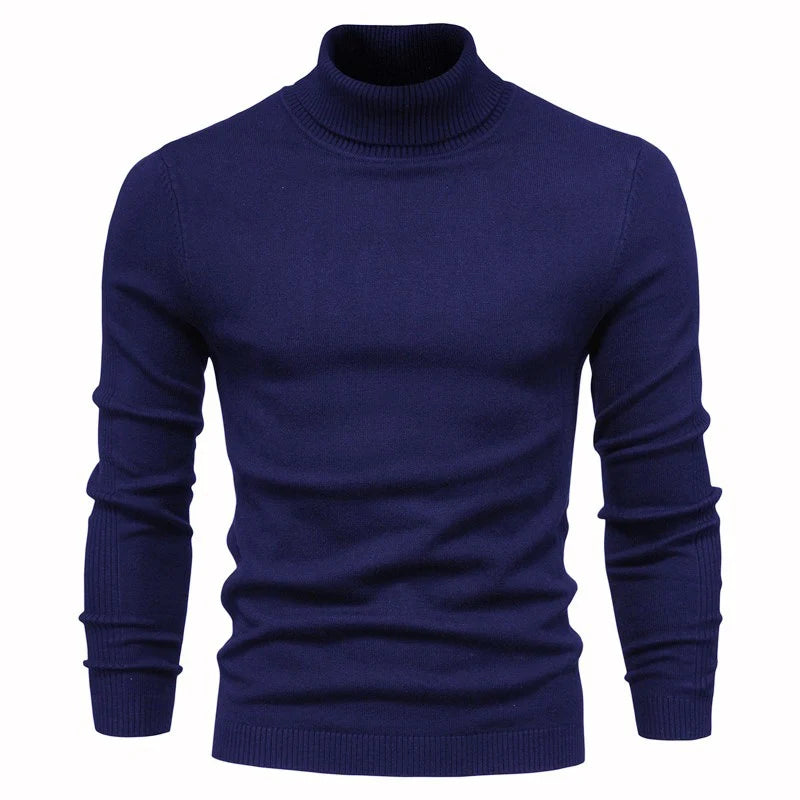 Men's Winter Turtleneck Sweater – Slim Fit Knit Pullover, Soft Stretch Ribbed Top in Solid Colors