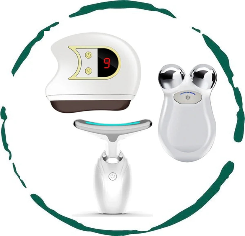 Lift, Sculpt & Glow Toolkit | LED Therapy, Electric Gua Sha & Microcurrent Facial Massager – Complete At-Home K-Beauty Spa System