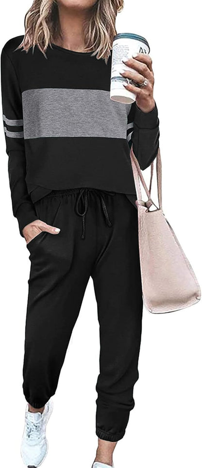Womens 2 Piece Lounge Set 2025: Long Sleeve Top and High Waisted Sweatpants for Fall Fashion and Travel