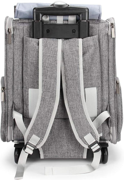 2-in-1 Rolling Pet Carrier Backpack, Grey — Telescopic Handle & Wheels, Breathable Mesh, Fits Small Dogs & Cats up to 16 lb.